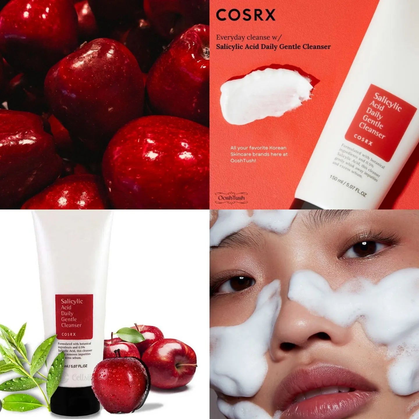 Cosrx salicylic acid daily gentle cleanser 🍎🌿غسول المعجزة الرغوي بالتفاح الاحمر للبثور والحبوب الملتهبة🍎